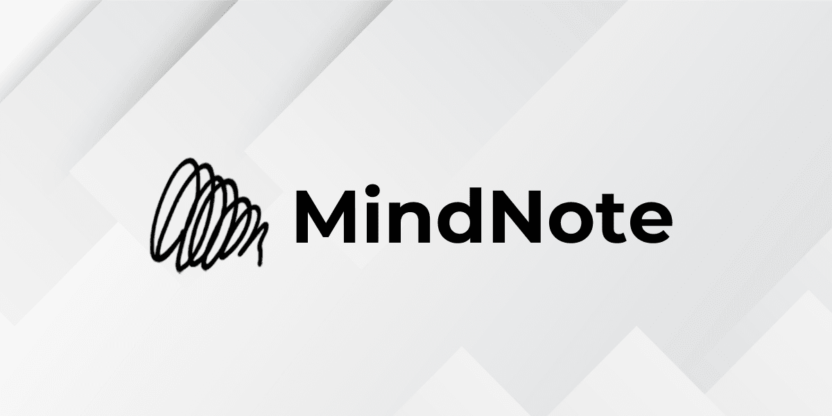 Logo of MindNote featuring a scribbled design and bold text on a light background