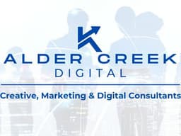 Alder Creek Digital logo over business silhouettes with “Creative, Marketing & Digital Consultants” text.