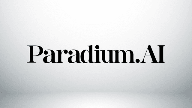 Paradium.AI logo in black lettering centered on a light gray background.
