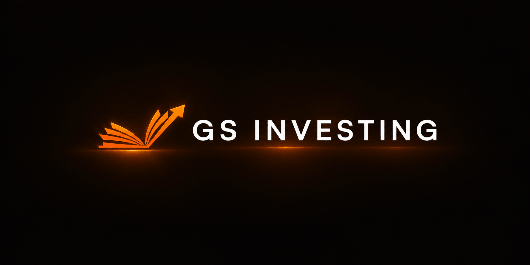 Logo of GS Investing with an orange graphic and modern font on a black background