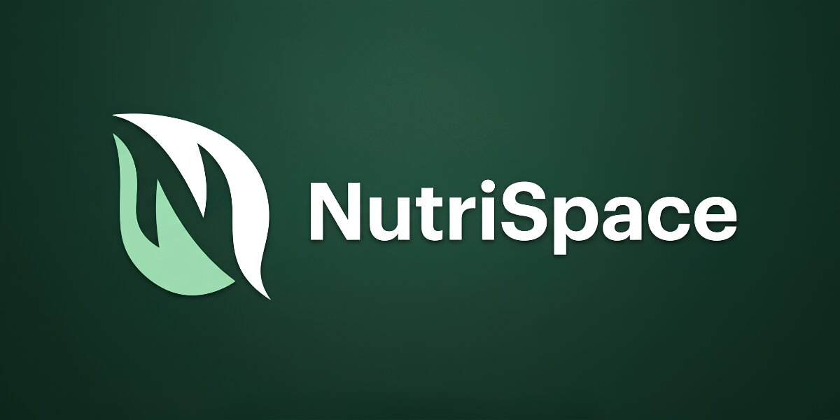 NutriSpace logo with stylized green leaf icon on dark green background.