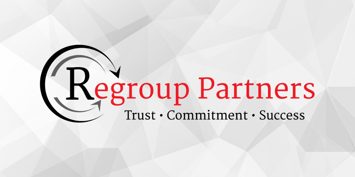 Regroup Partners logo emphasizing trust, commitment, and success, representing a professional firm focused on business restructuring and growth.