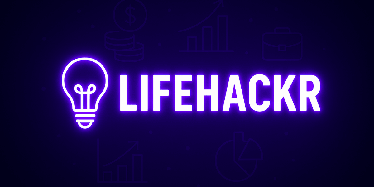 LifeHackr logo in neon light, symbolizing innovative, practical online courses designed to turn side hustles into profitable businesses.