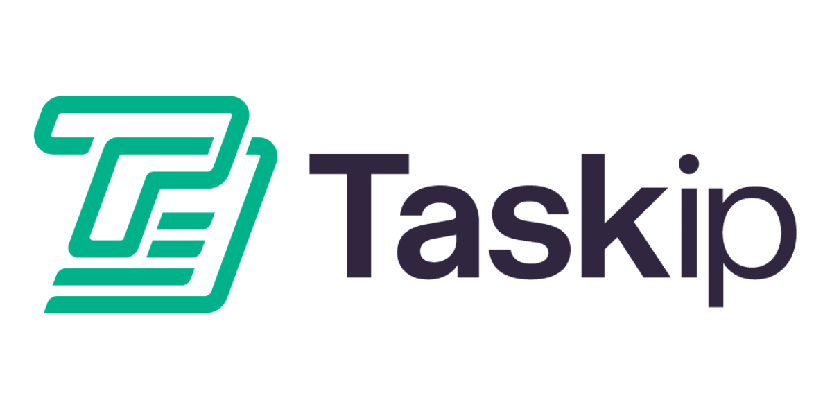 Taskip logo with modern, clean design.