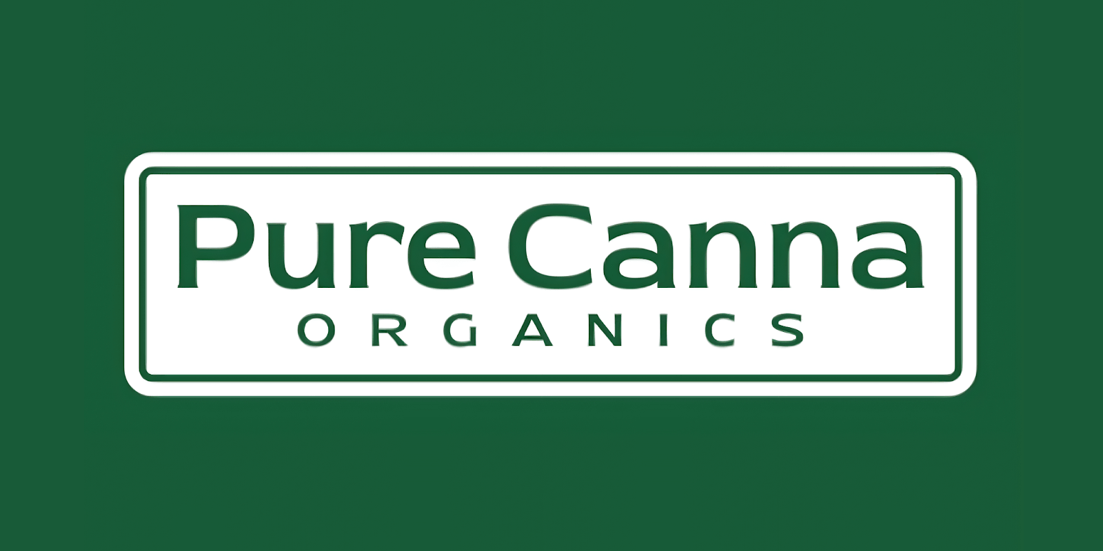Pure Canna Organics logo in green text on white background with green border.