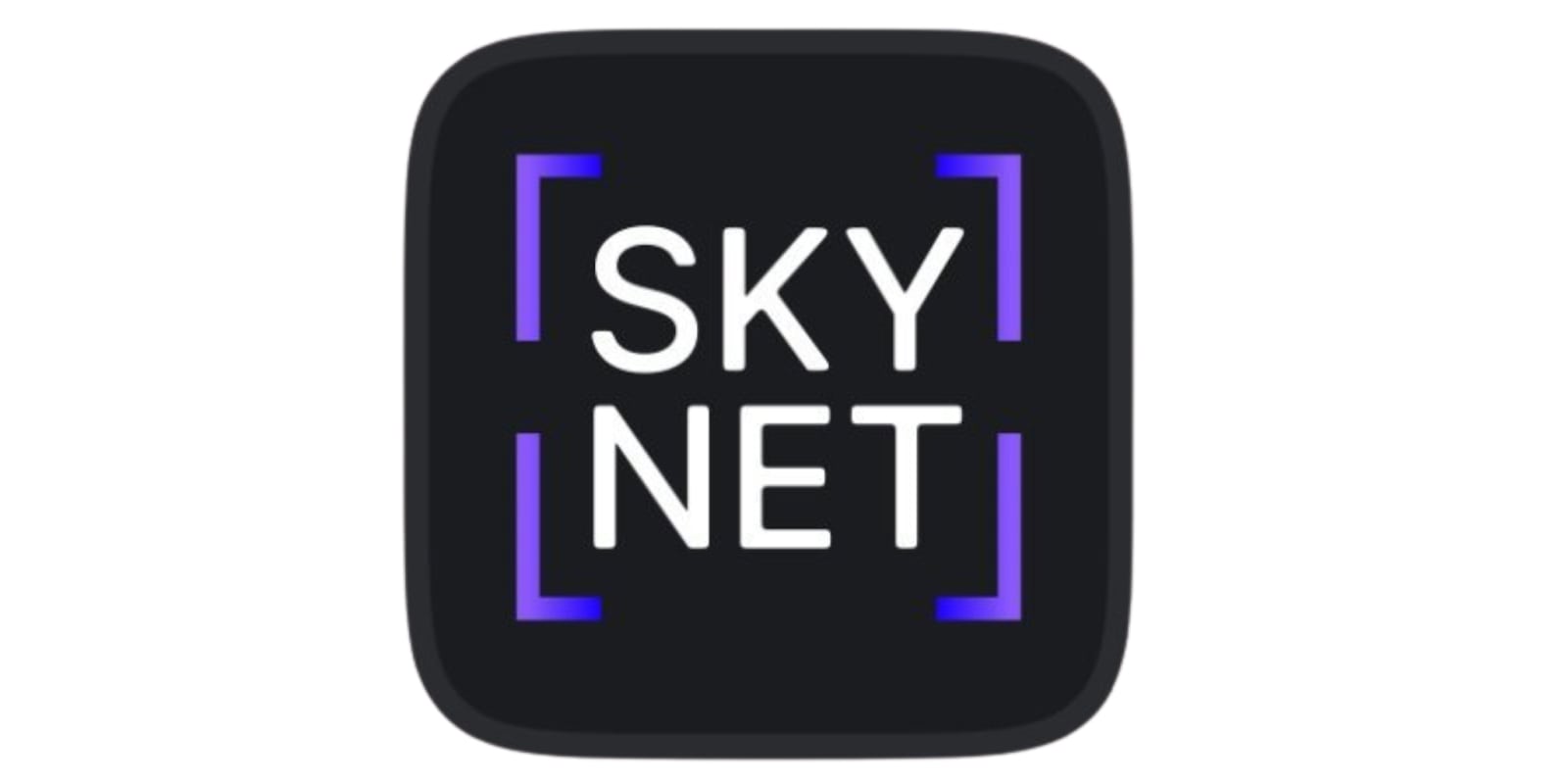 the logo of "Skynet" featuring bold white letters on a dark background with purple accents.