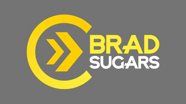 Logo featuring the name "Brad Sugars" with yellow and white colors on a gray background
