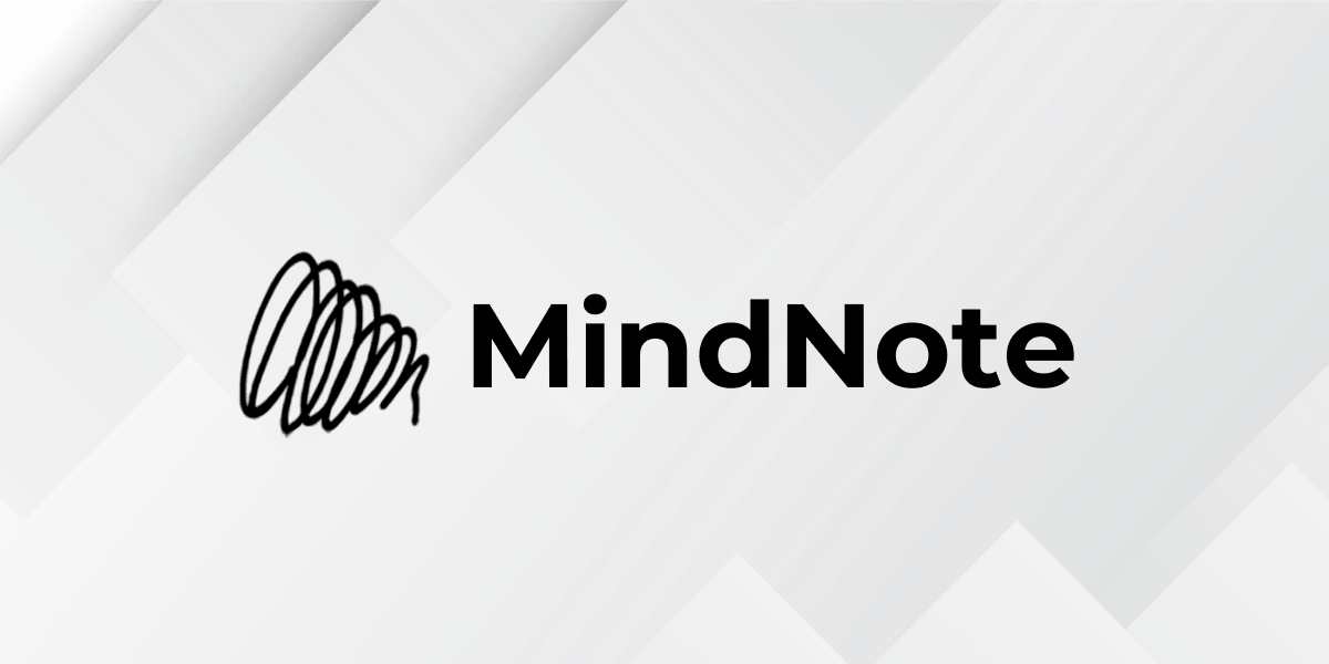 Logo of MindNote featuring a scribbled design and bold text on a light background