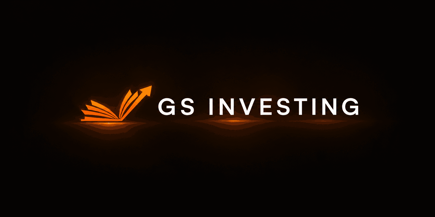 Logo of GS Investing with an orange graphic and modern font on a black background