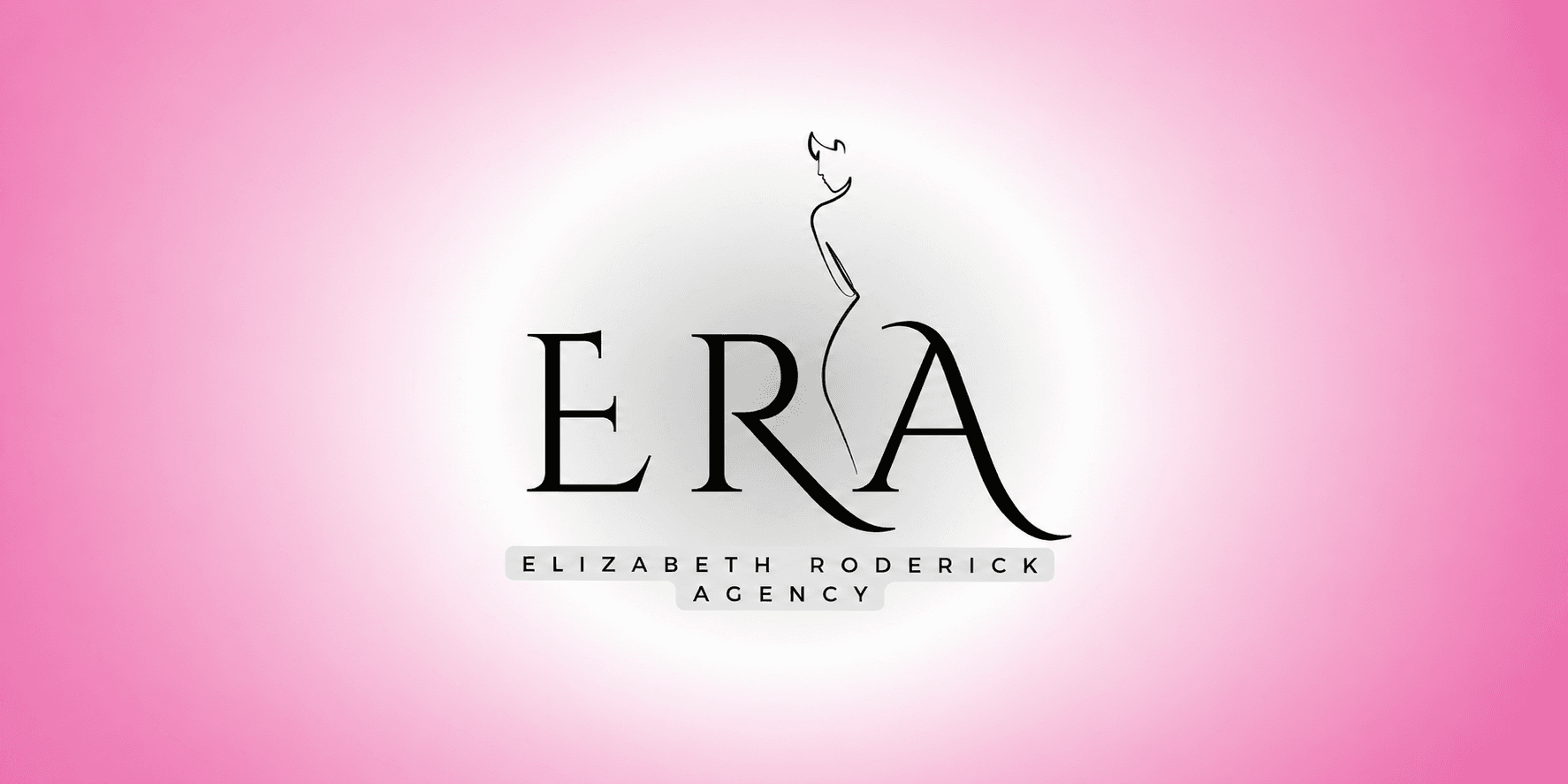Logo for Elizabeth Roderick Agency featuring stylized letters ERA on a pink background
