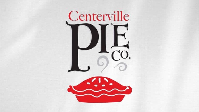 Centerville Pie Co. logo featuring stylized text above a red pie illustration.