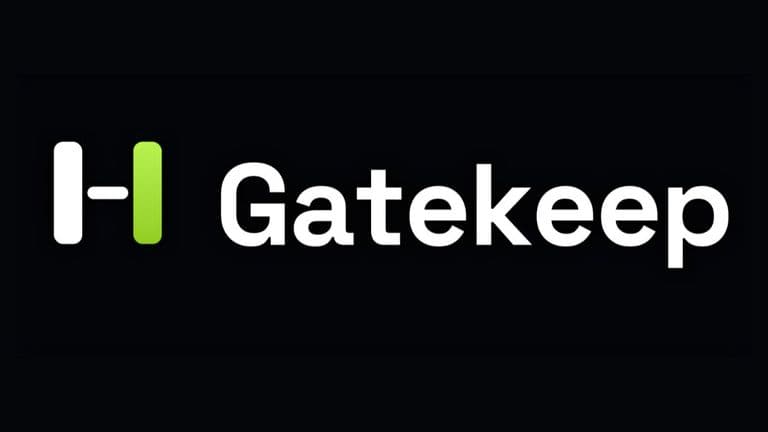 Gatekeep logo in white and bright green lettering on a black background.
