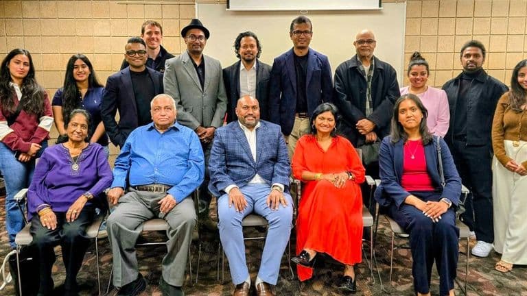 Lankan Professionals Network event participants gather for a group portrait following the professional leadership program.