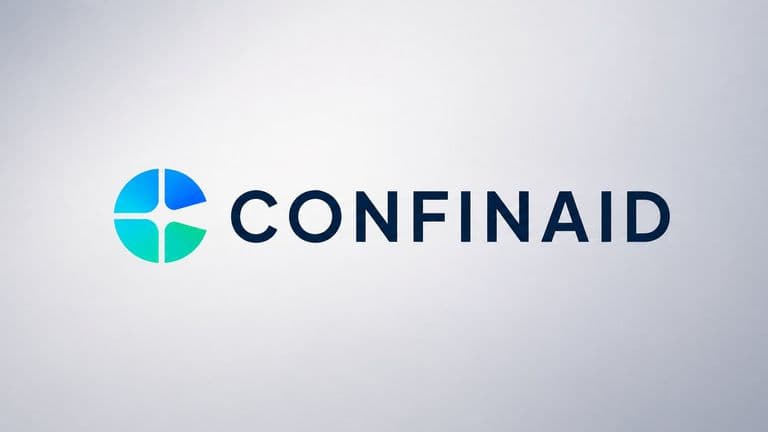Confinaid logo with blue and green circular symbol on a light background.