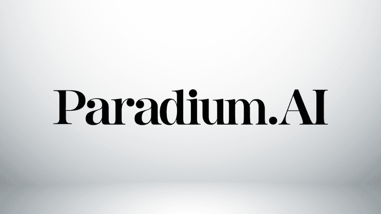 Paradium.AI logo in black lettering centered on a light gray background.